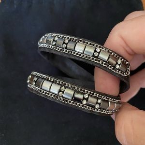 Stella & Dot Silver and Black Cady Wrap Bracelet